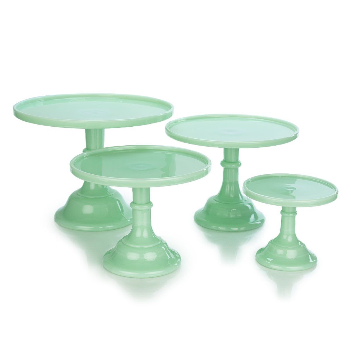 Jade Green Glass 4-Tier Cake Plates Set