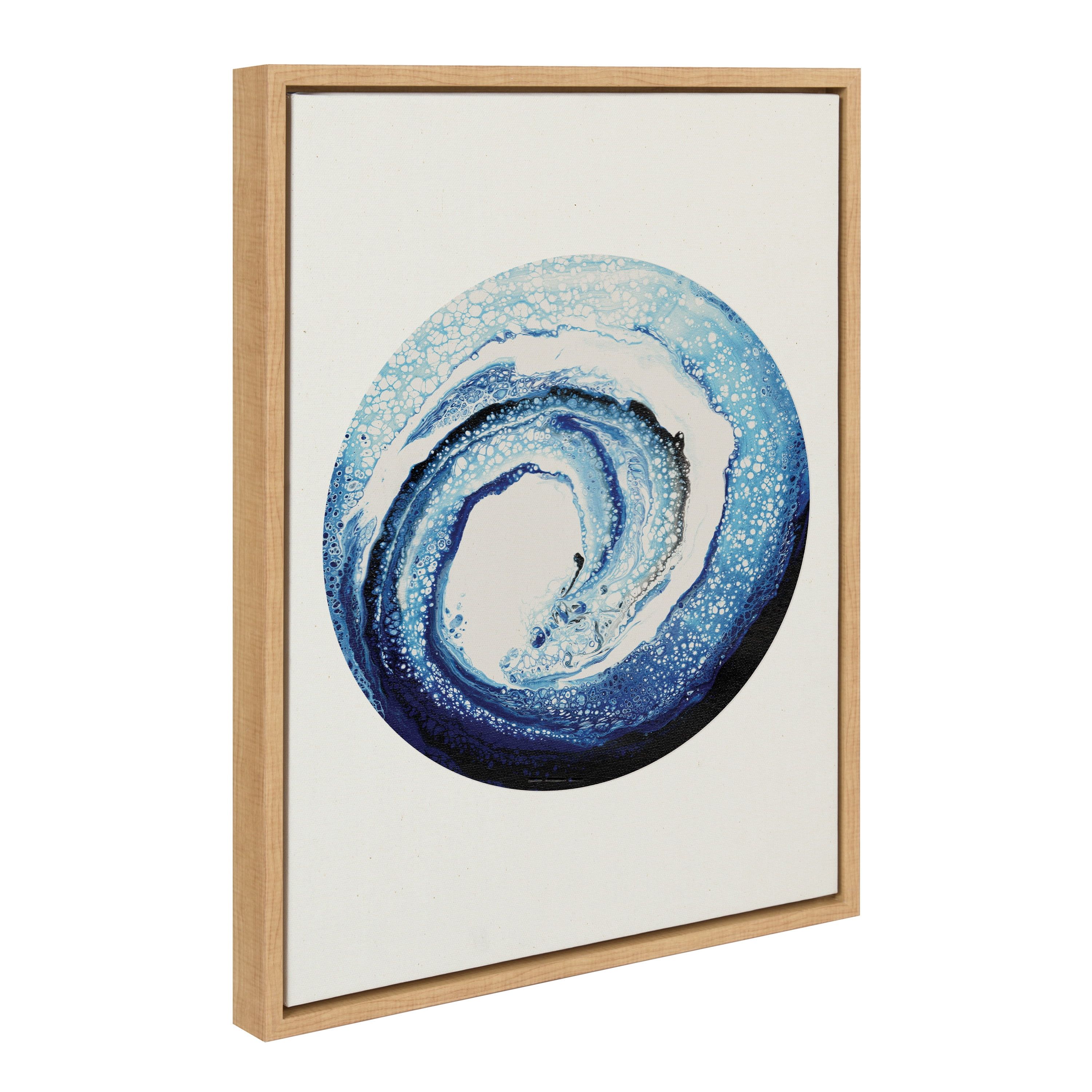 Natural Abstract Ocean Wave Canvas Art in Wooden Frame, 18x24