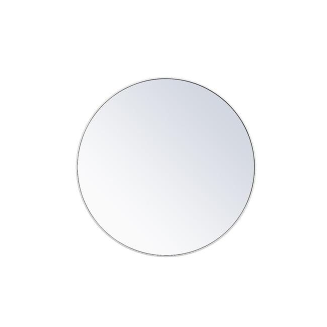 Elegant White Round Metal Frame Mirror 42 Inch