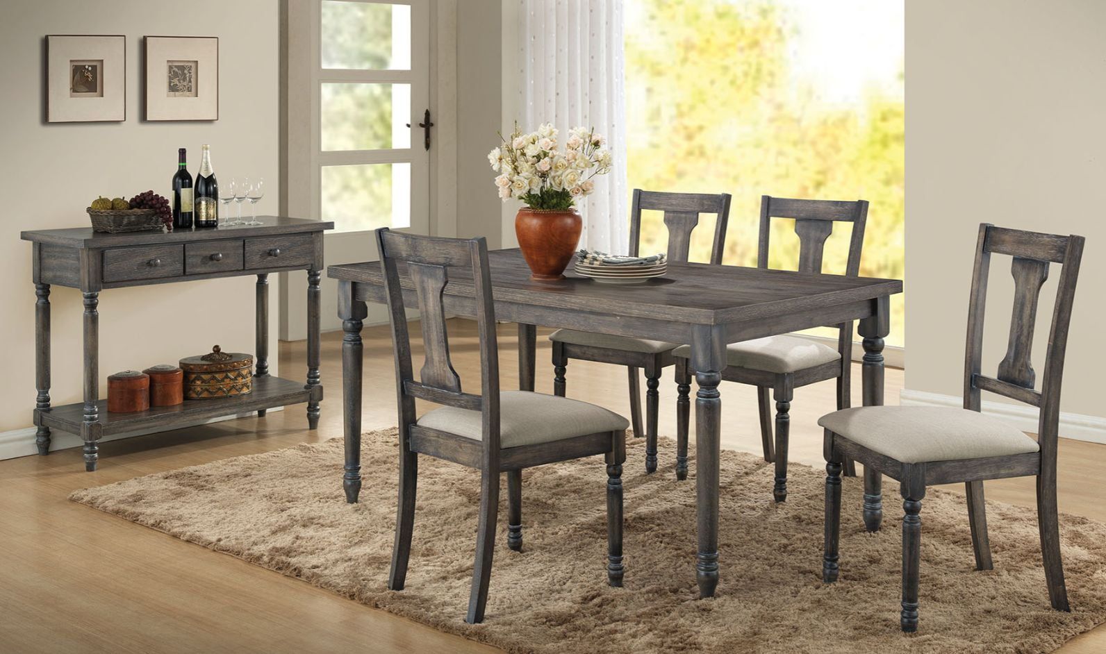 Weathered Gray Reclaimed Wood Transitional Dining Table