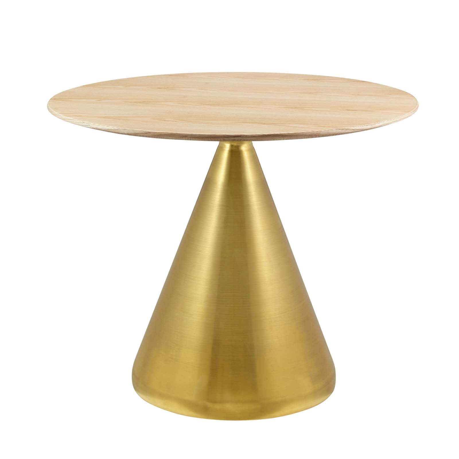 Tupelo 36'' Round Wood Dining Table with Gold Pedestal Base