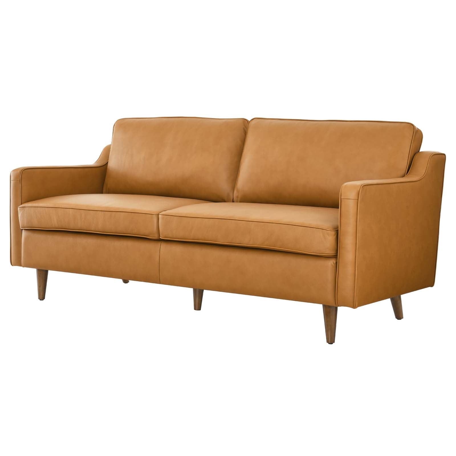 Impart 71'' Tan Genuine Leather Track Arm Sofa