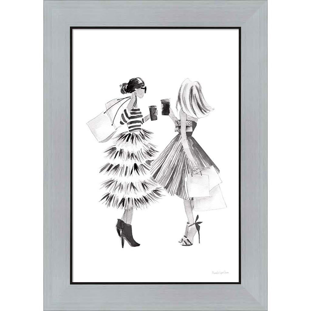 Paris Girlfriends II Black and White Framed Art Print