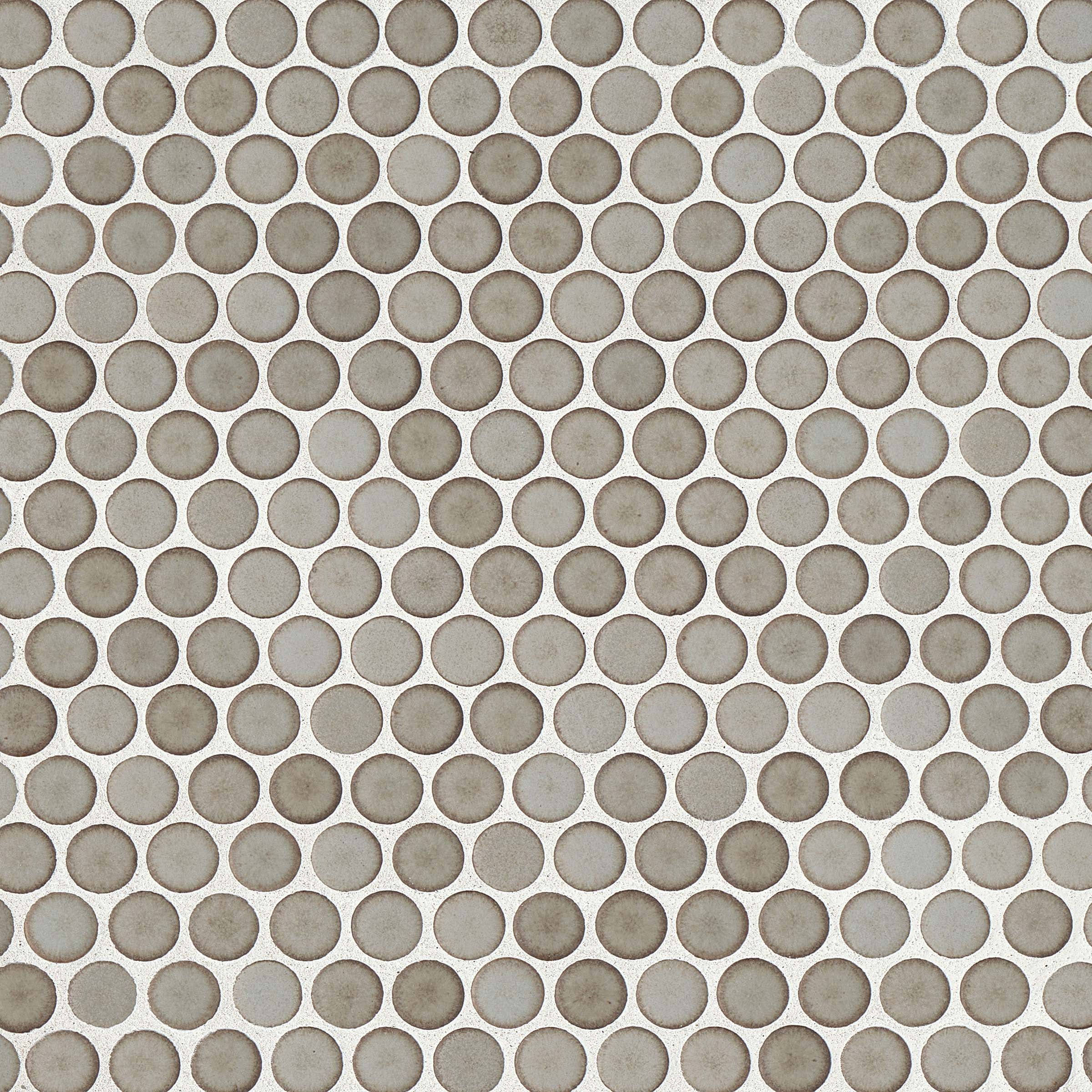 Pumice Matte Penny Round Porcelain Mosaic Tile 12" x 12"