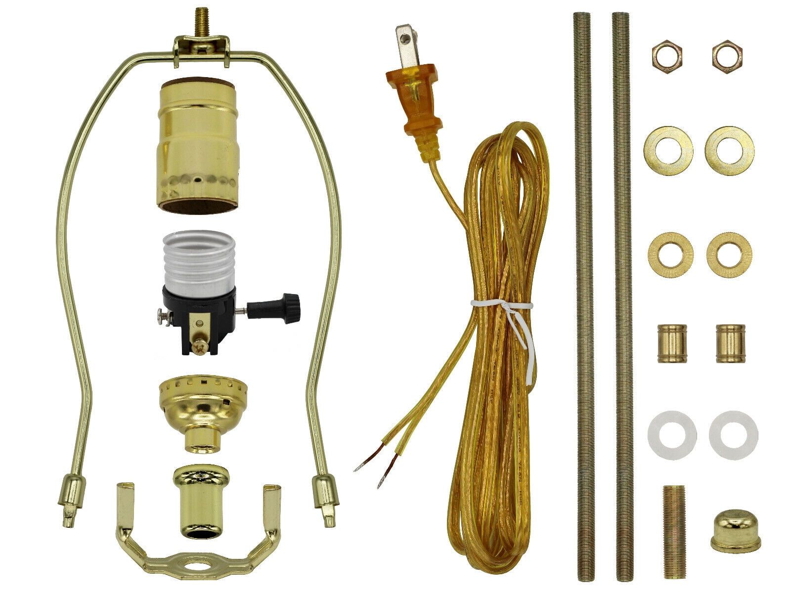 Gold DIY Lamp Kit with Brass Finish and Cord