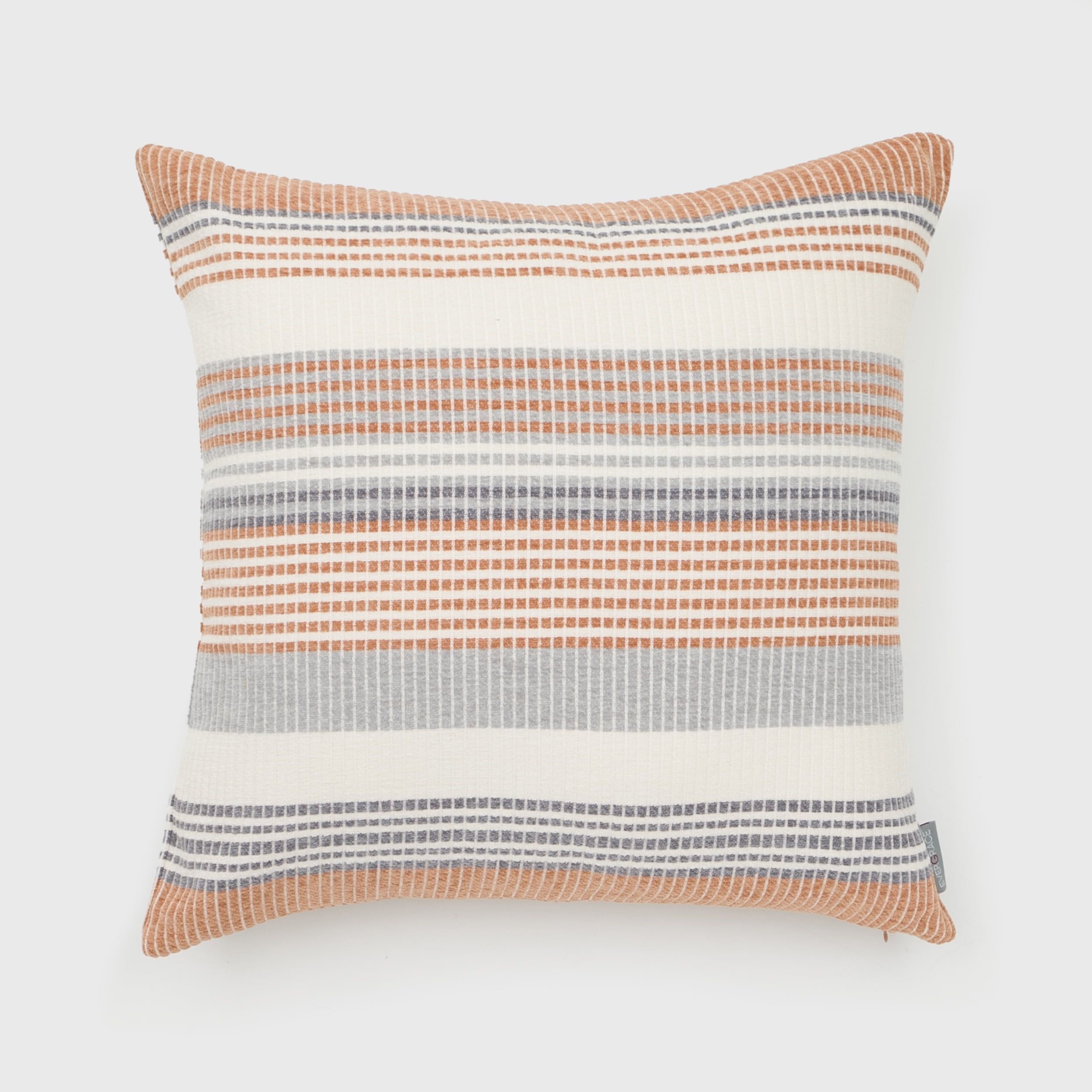 Freja 18" Lion Brown Woven Striped Throw Pillow