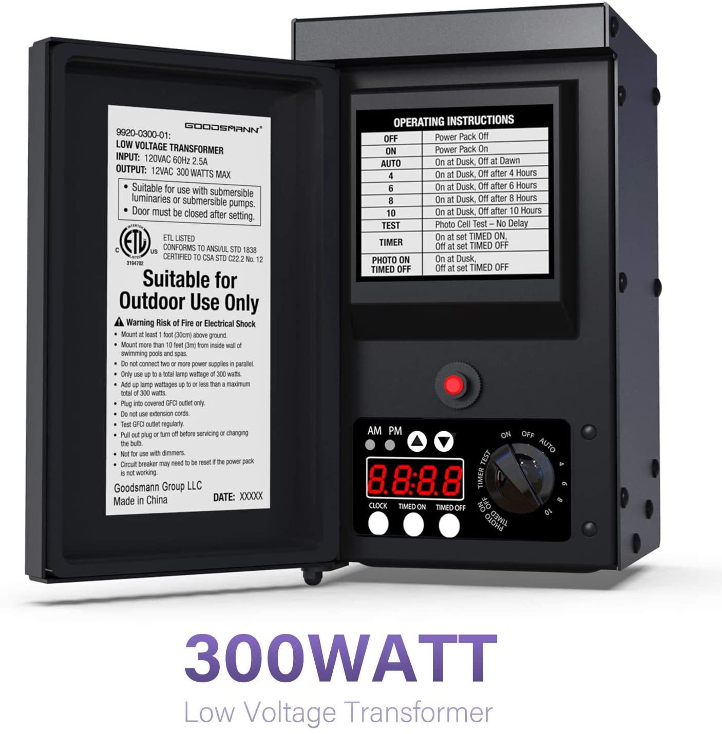 300 Watt Low Voltage Outdoor Transformer with Timer and Sensor