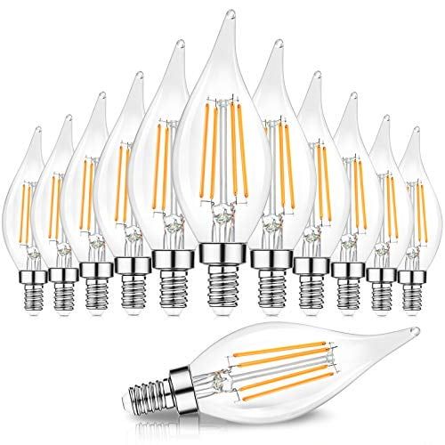 Clear Dimmable LED E12 Candelabra Bulbs, 12-Pack