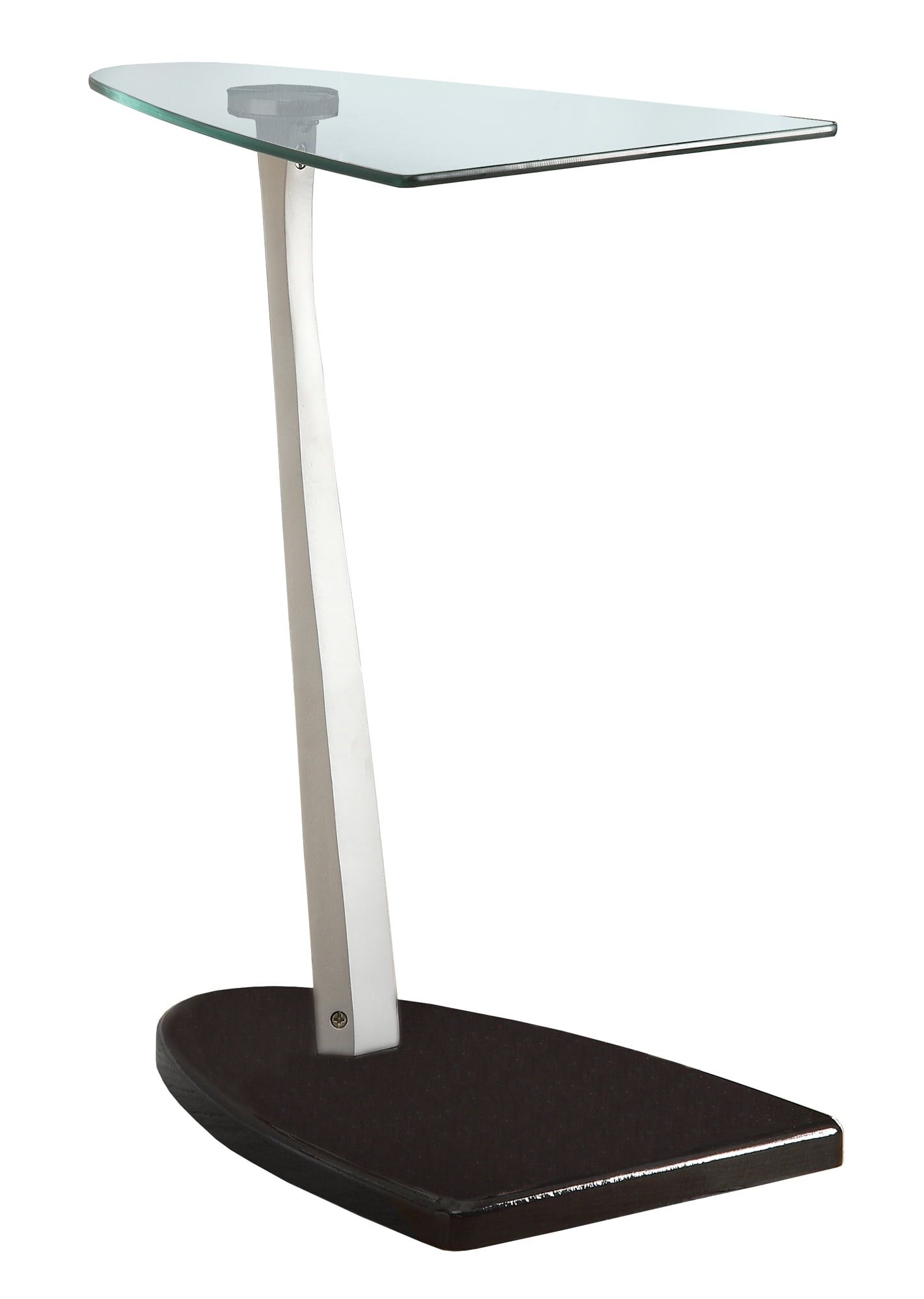 Contemporary Triangular Black Wood & Metal D-Shape Accent Table