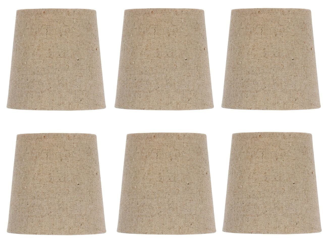 Set of Six Beige Linen Drum Chandelier Lamp Shades