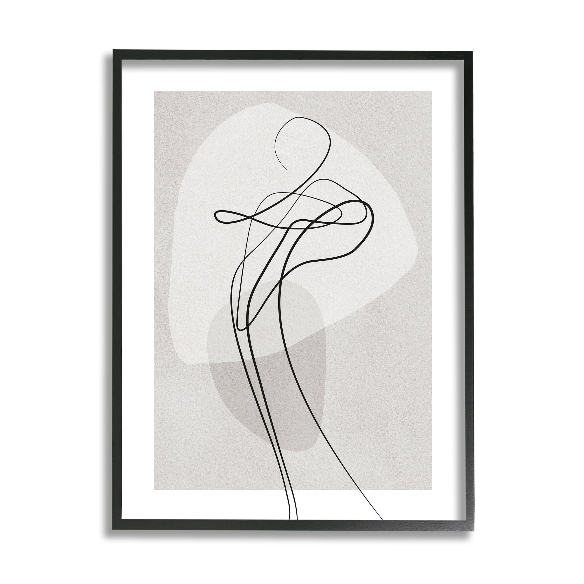 Fluid Human Form Abstract Black Linework 11 x 14 Framed Canvas Art