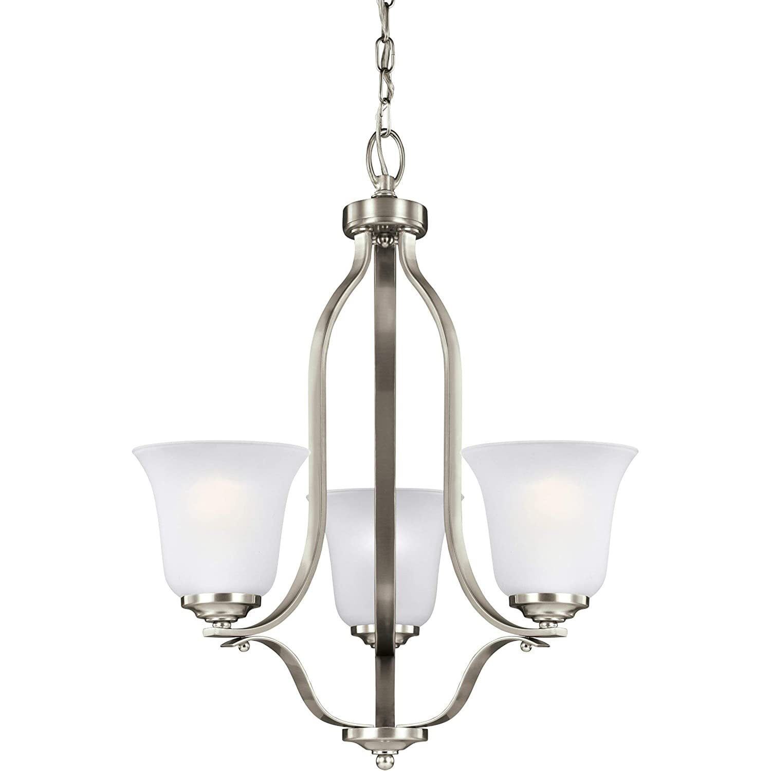 Emmons Brushed Nickel Mini Chandelier with Satin Etched Glass