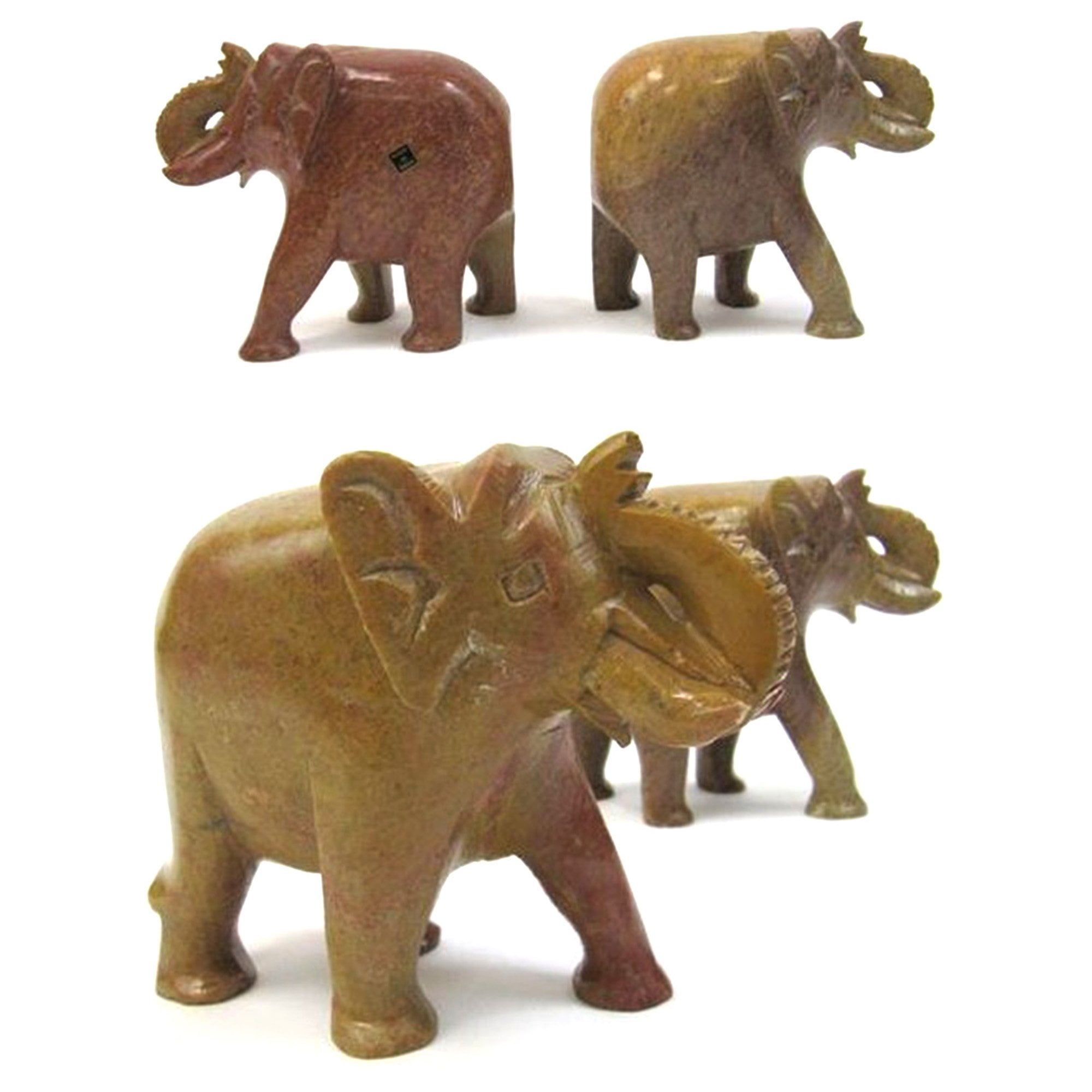 Antique Brown Soapstone Elephant Bookends, 4"