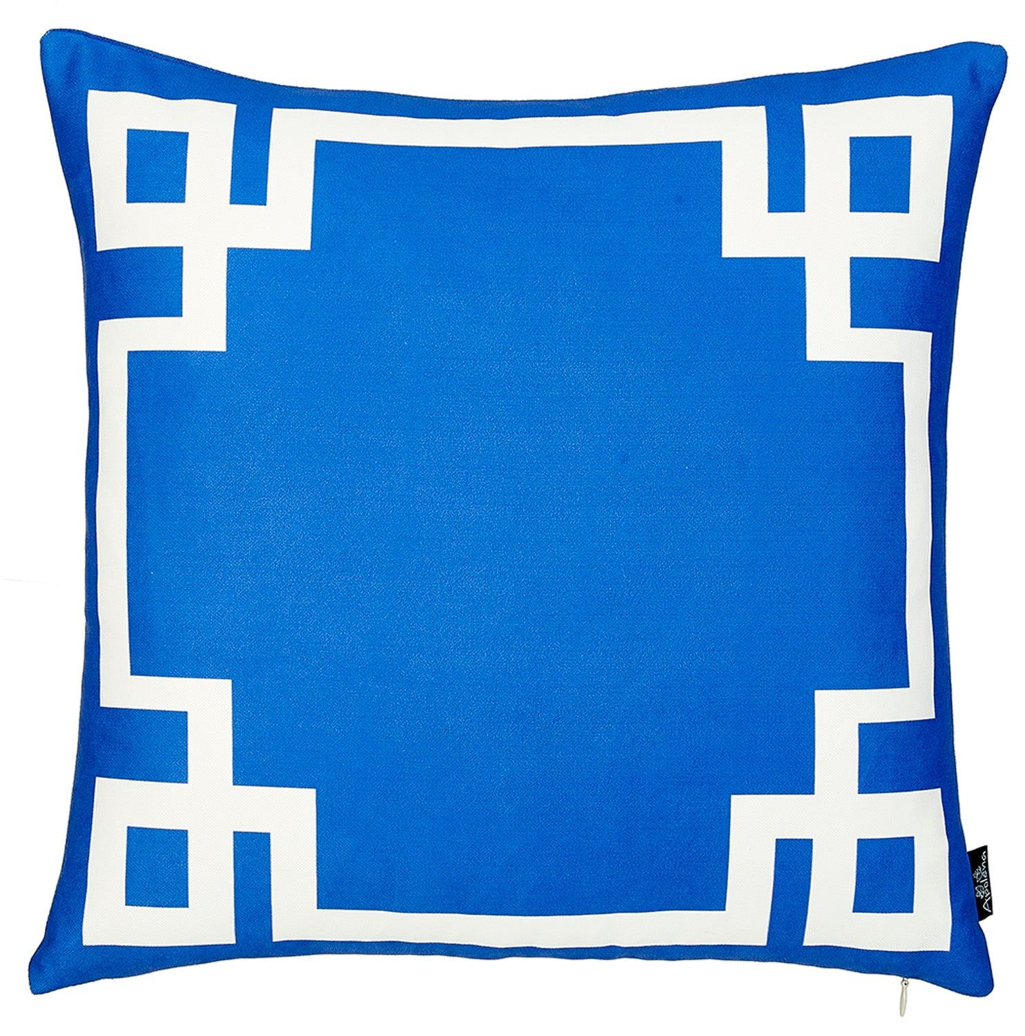 Geometric Blue and White Polyester Throw Pillow Cover