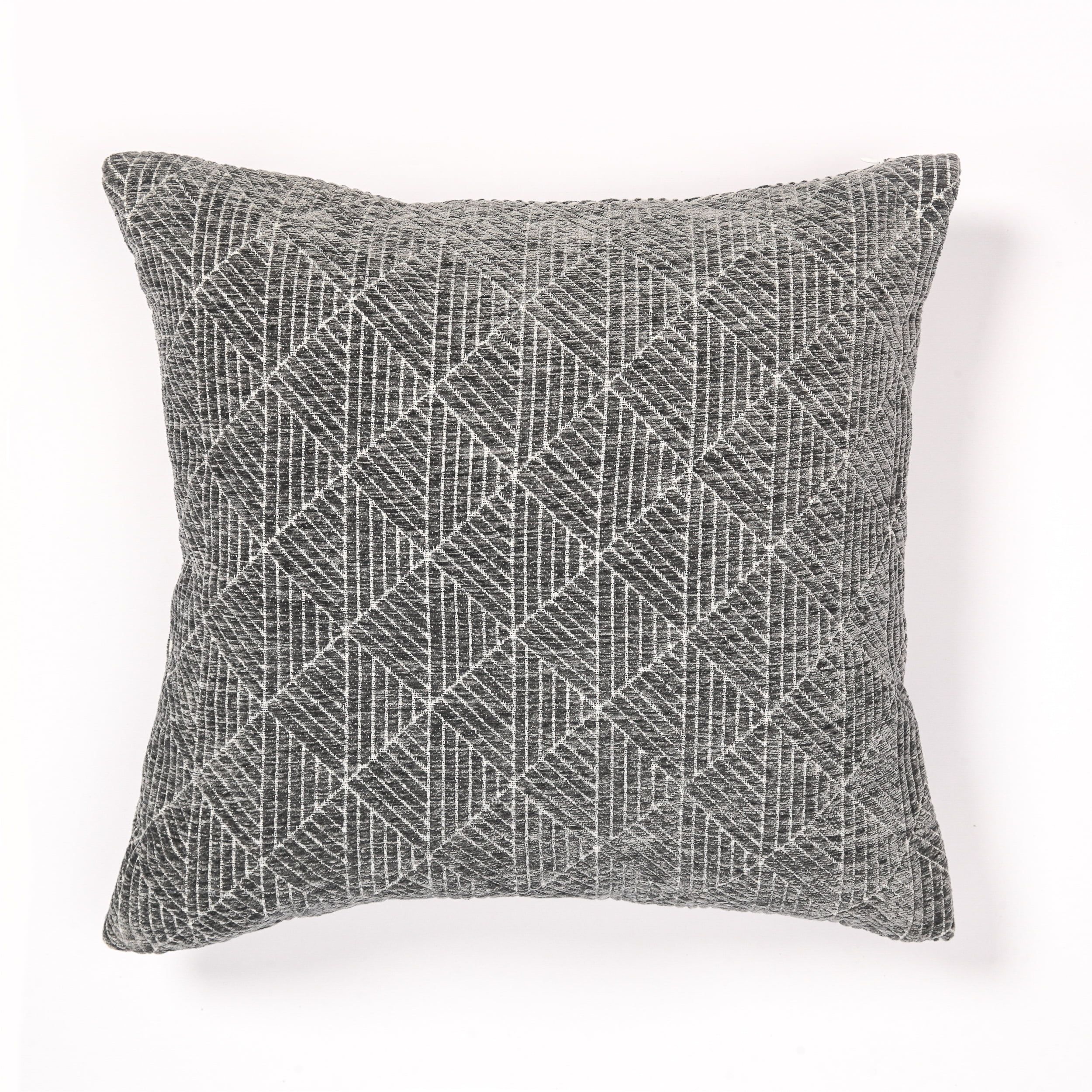 Charcoal Gray Geometric Chenille Reversible Square Pillow 18"x18"