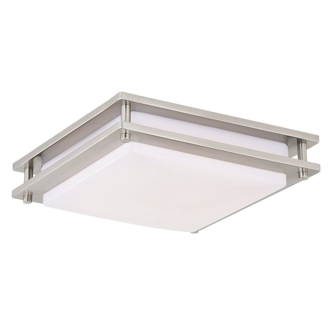 Sleek 12" Brushed Nickel LED Square Flush Mount with White Acrylic Shade