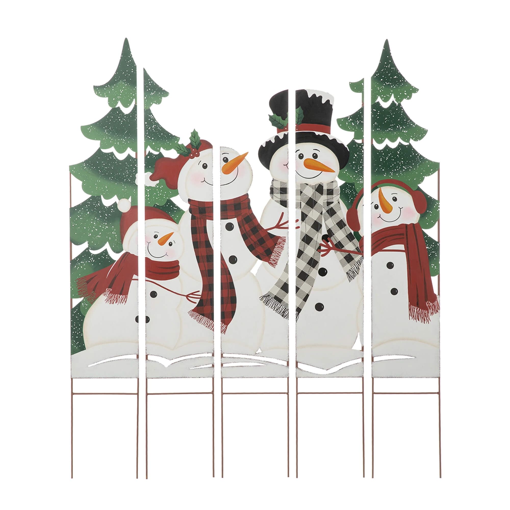 41.5" Multicolored Metal Snowman Family Yard Stake