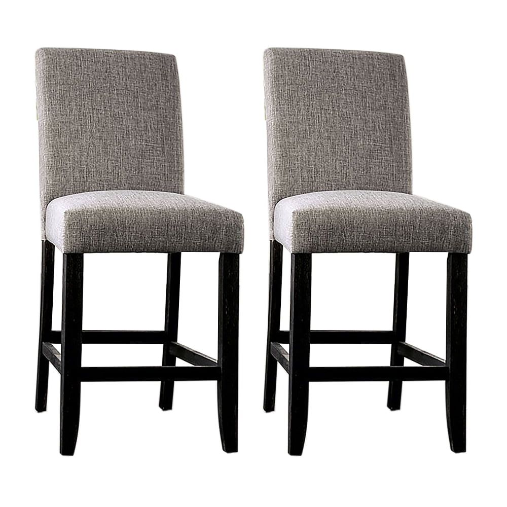 Transitional Rustic Light Gray Wood Counter Stool, Set of 2