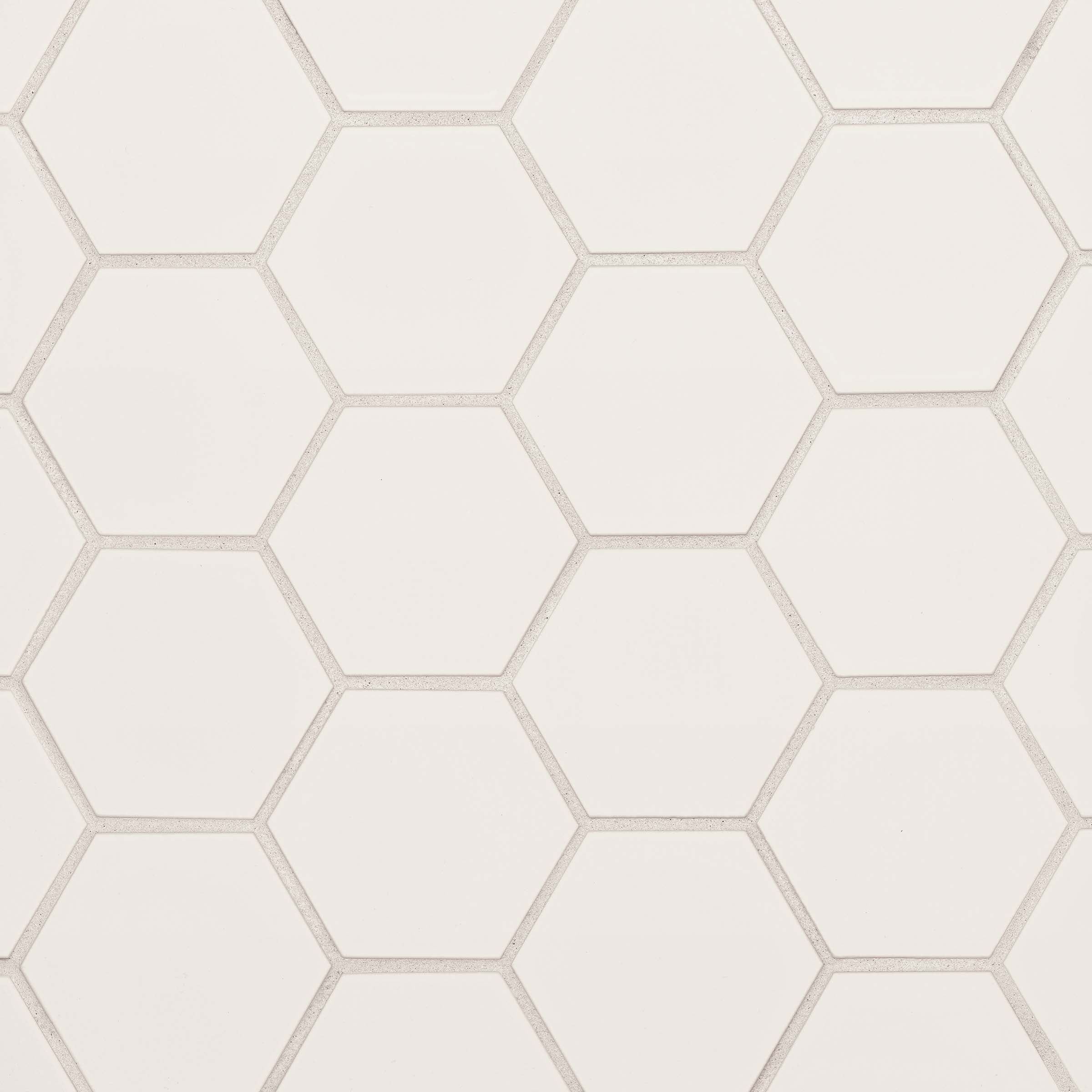 Fog Glossy Ceramic Hexagon Wall Tile 4" x 5"