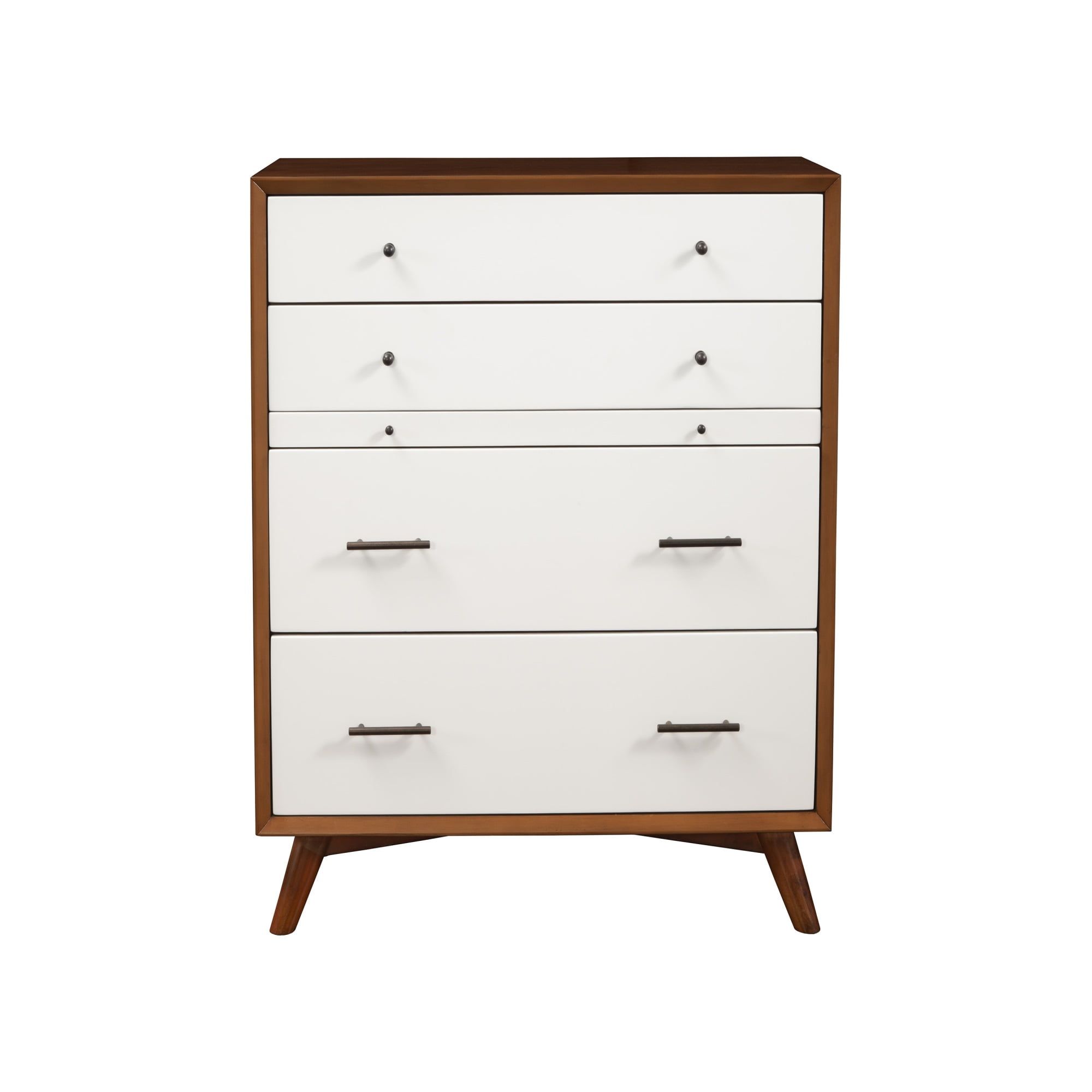 Elegant Mid-Century Mahogany 4-Drawer Chest in Brown and White