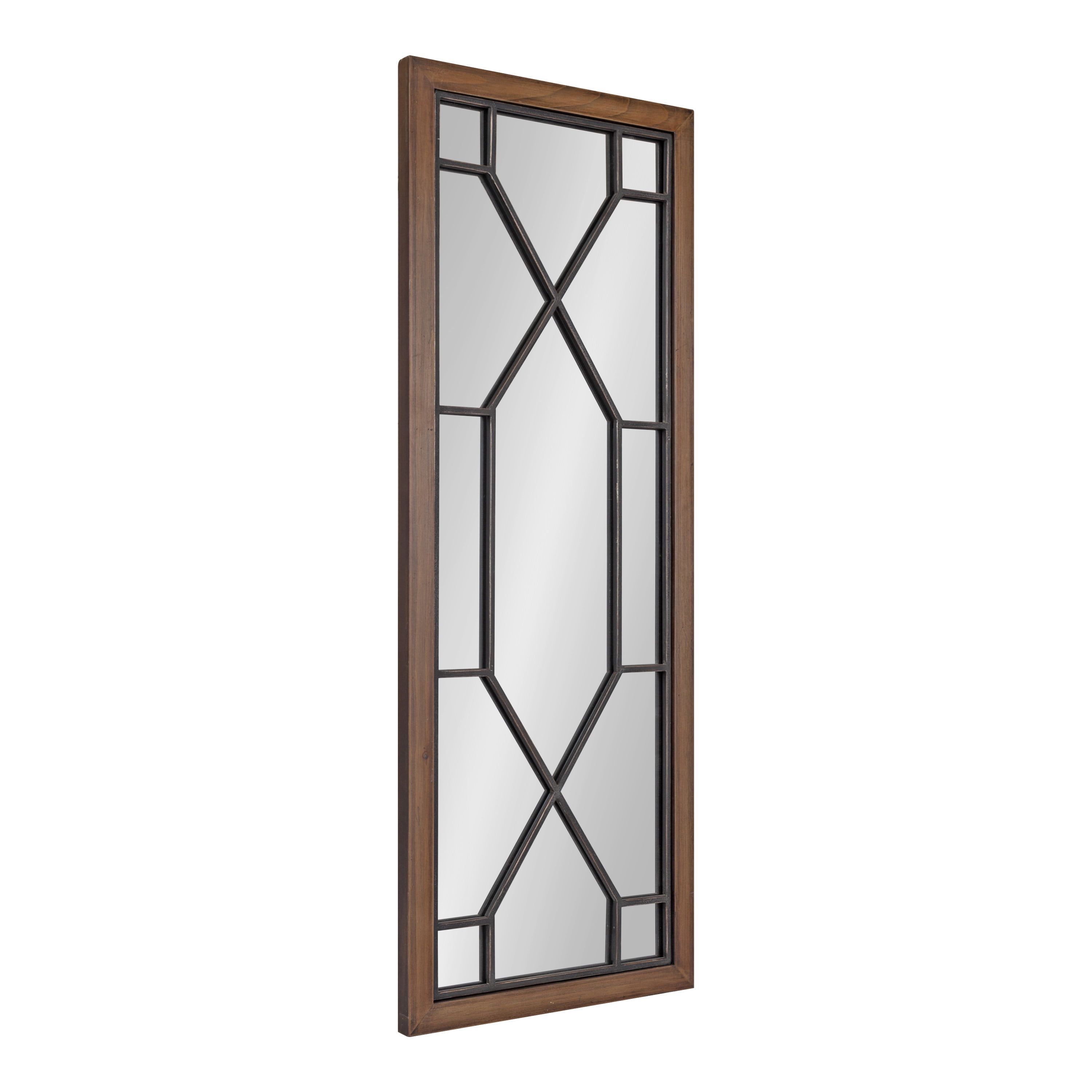 Mavis 16" x 42" Rustic Brown Wood and Iron Vanity Mirror