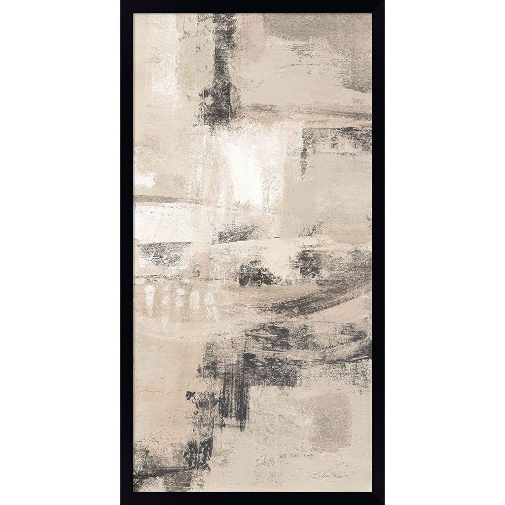 Neutral Abstract Black Framed Acrylic Wall Art 15.5" x 29.5"