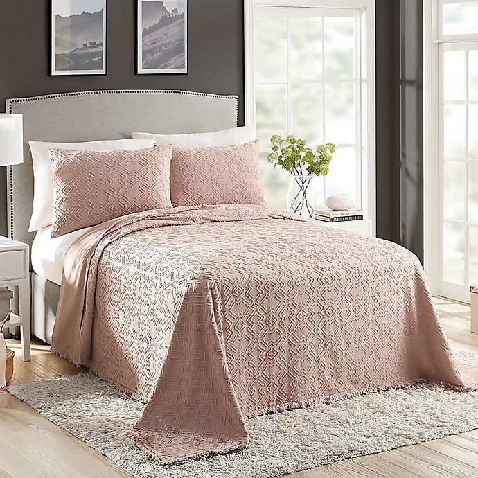 Avah Blush Cotton Twin Reversible Bedspread