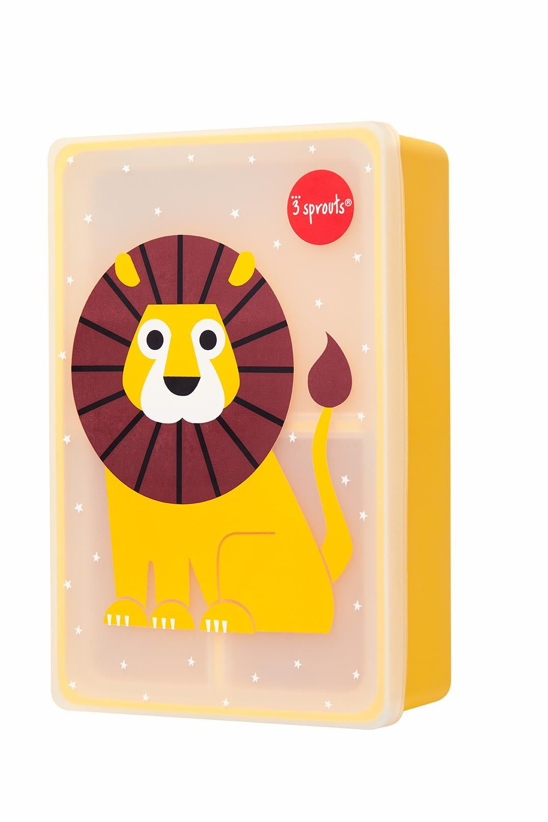 Yellow Lion Silicone Bento Box with 3 Compartments