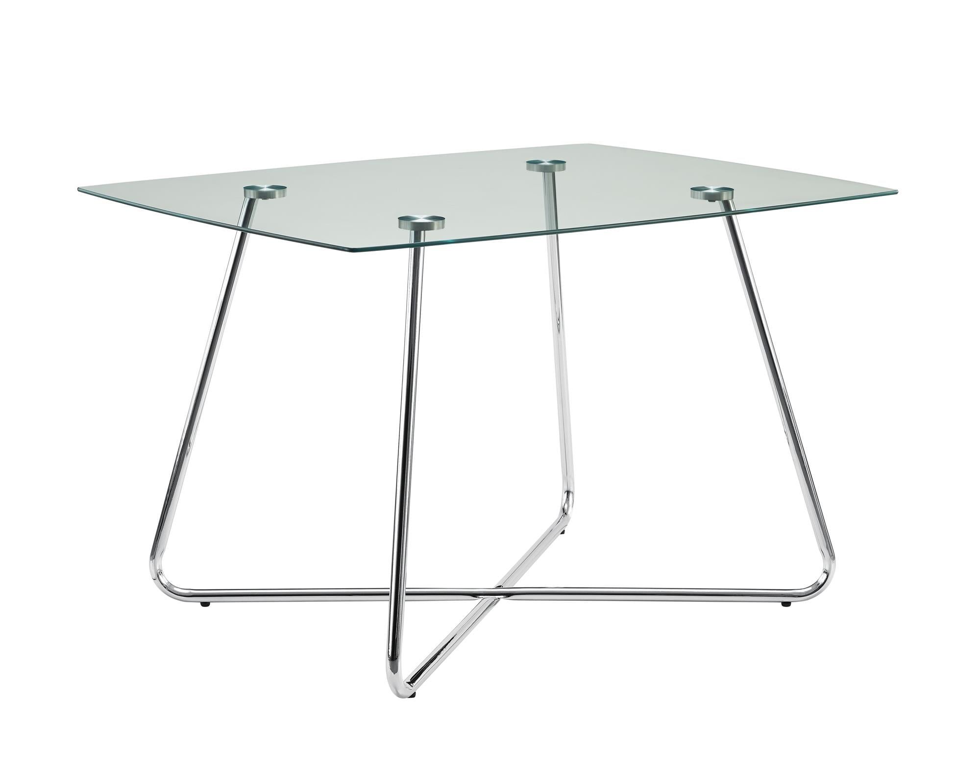 40" Chrome and Glass Square Dining Table