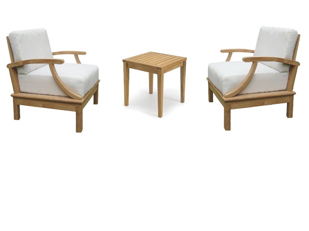 Natural Teak Lounge Chair Set with Sunbrella Cushions