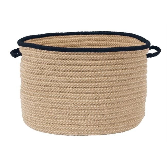 Navy and Beige Braided Polypropylene Basket, 24" x 14"