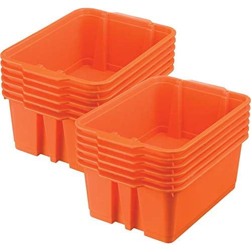 Orange Stackable Plastic Classroom Organizer Bins, Set of 12