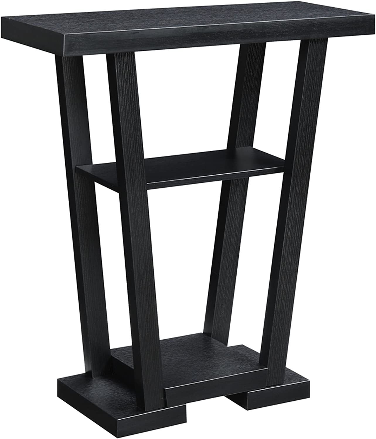 Newport V Sleek Black Console Table with Glass Shelves