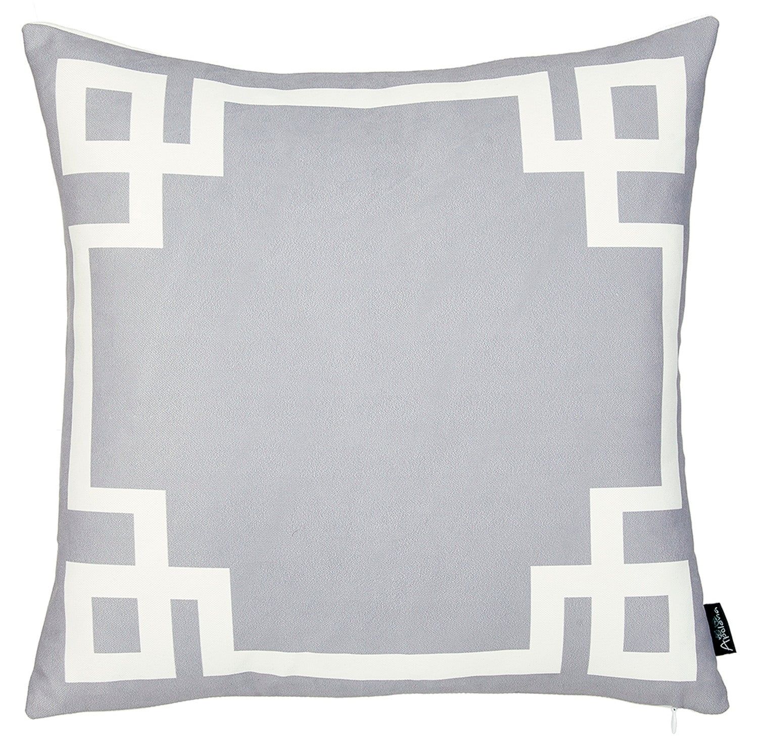 Geometric Grey and White Polyester Square Pillow Cover 20" x 20"