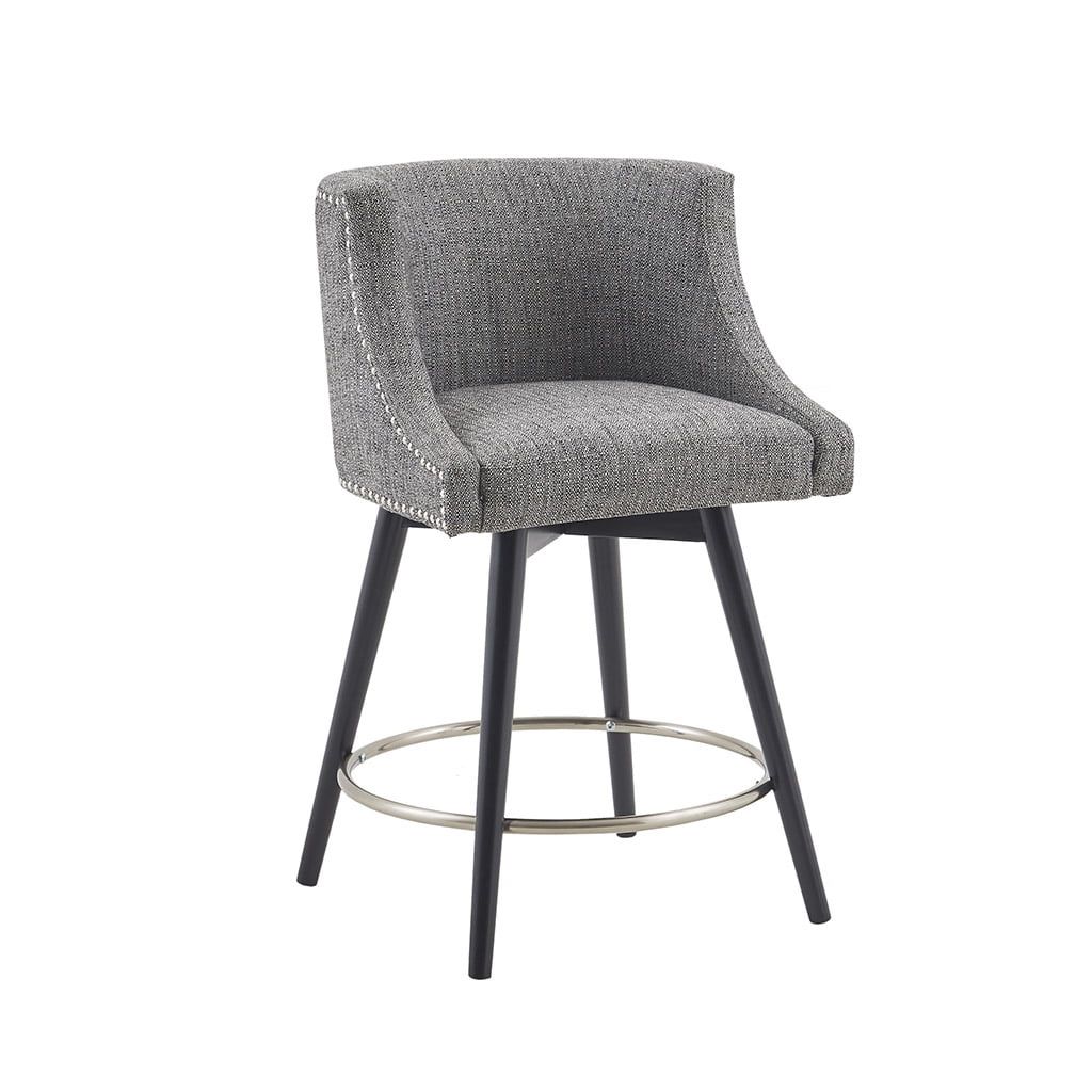 Mateo Gray Wood and Metal Swivel Counter Stool