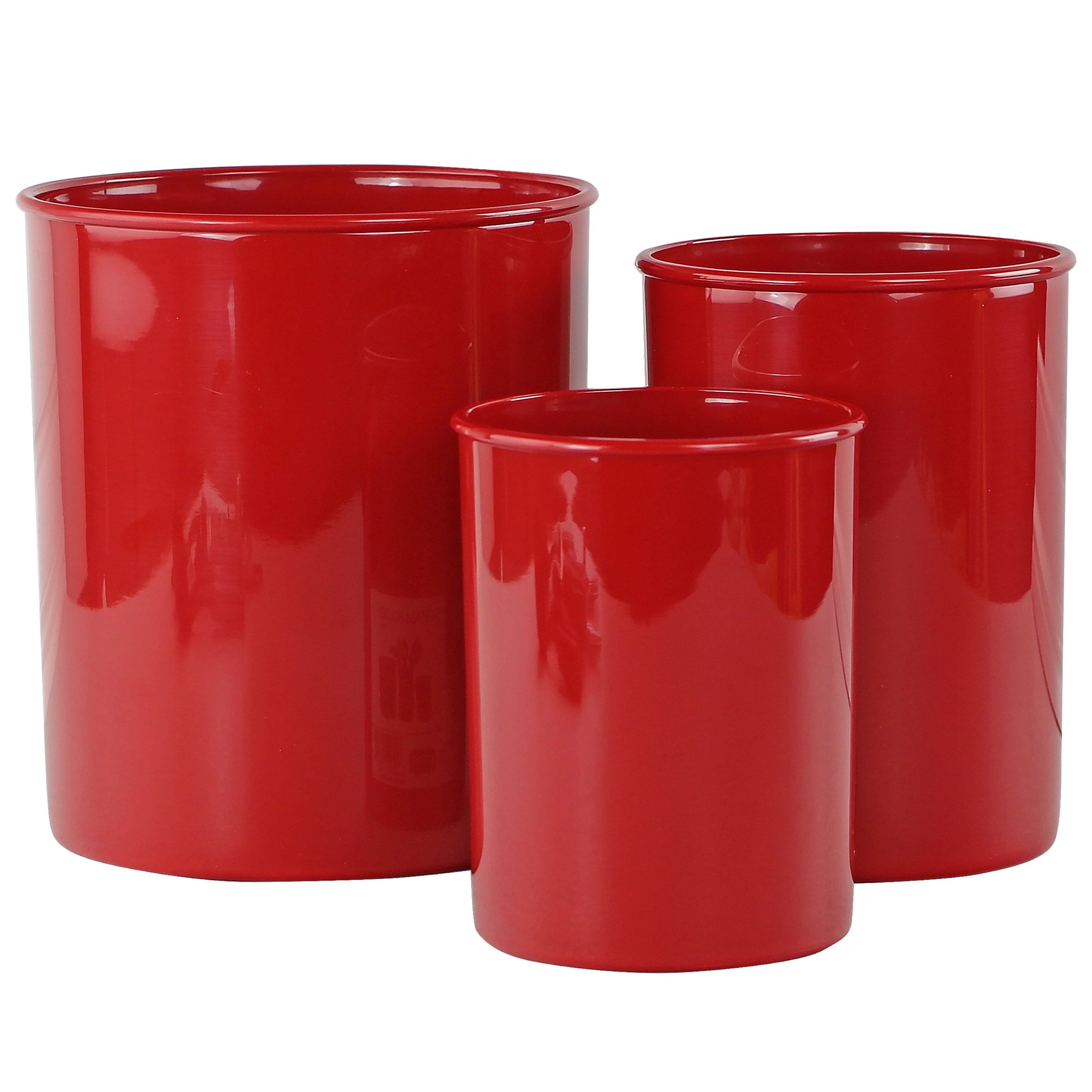 Red Plastic Multipurpose Utensil Crock Holders Set