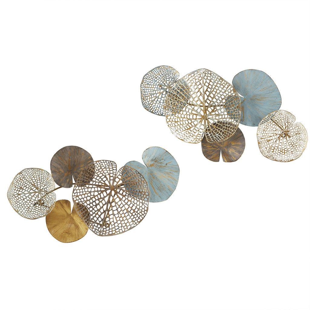 Lenzie Multi-Color Metal Lily Pad Wall Sculpture Set