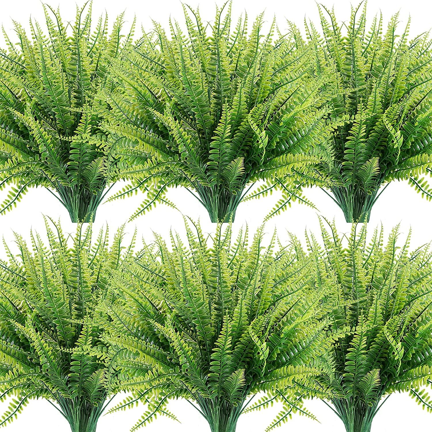 12 Bundles UV Resistant Green Artificial Boston Ferns