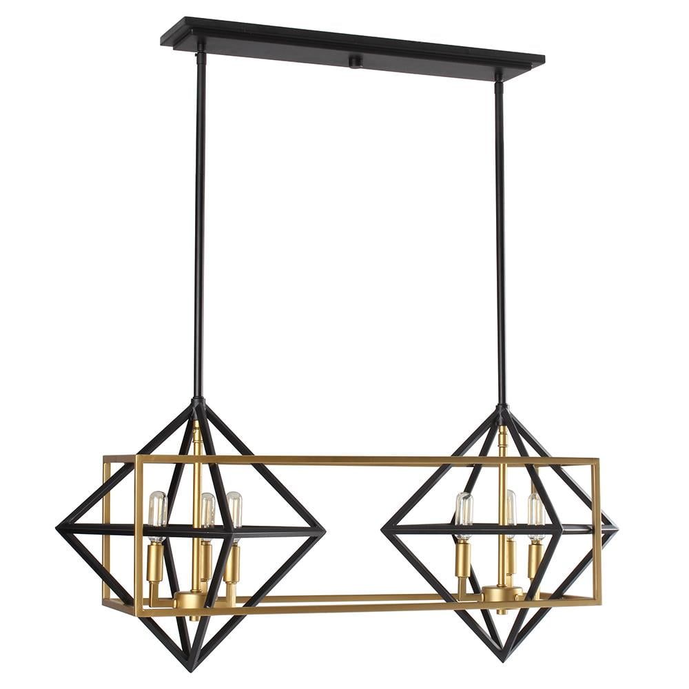 Antique Gold and Black Geometric Island Pendant Light