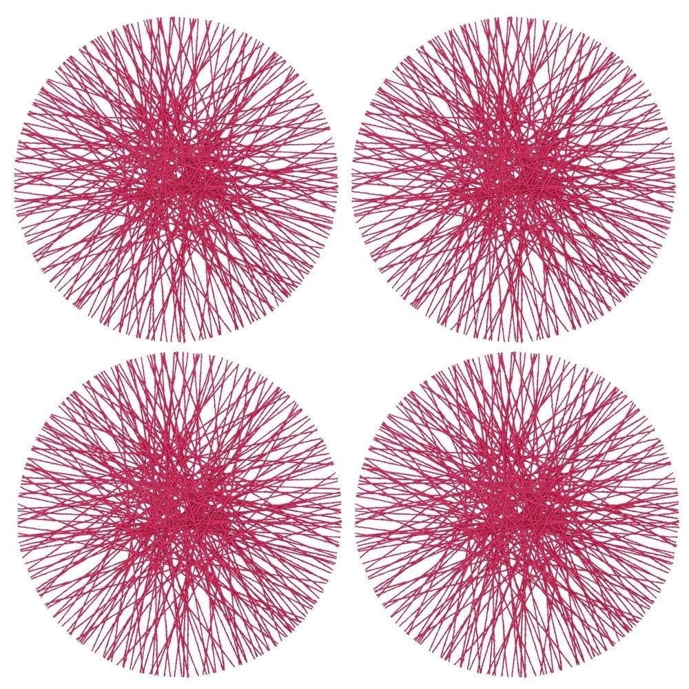 Fuchsia Paper Straw Round Placemats, Set of 4