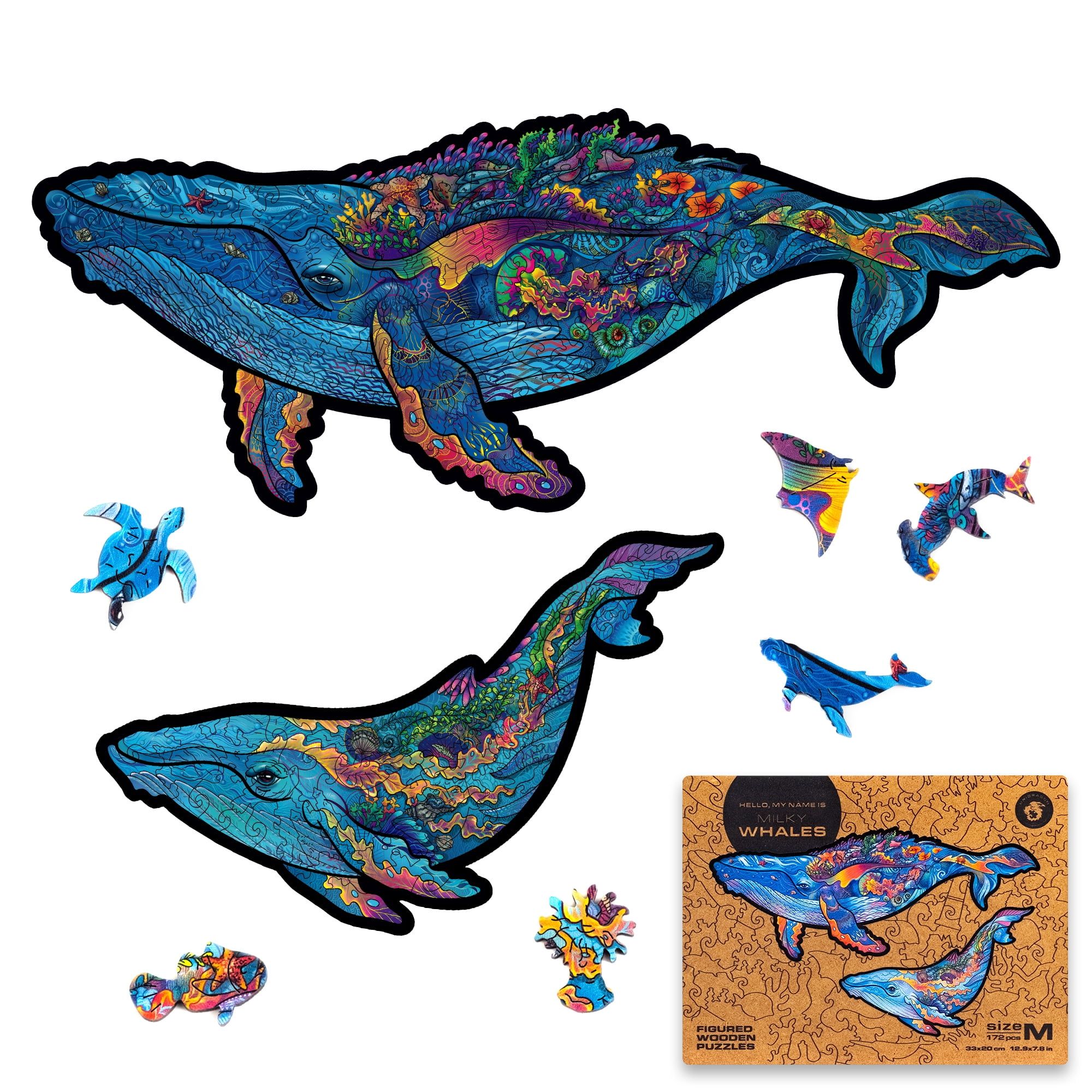 Medium Blue Wooden Animal Shaped Jigsaw Puzzle