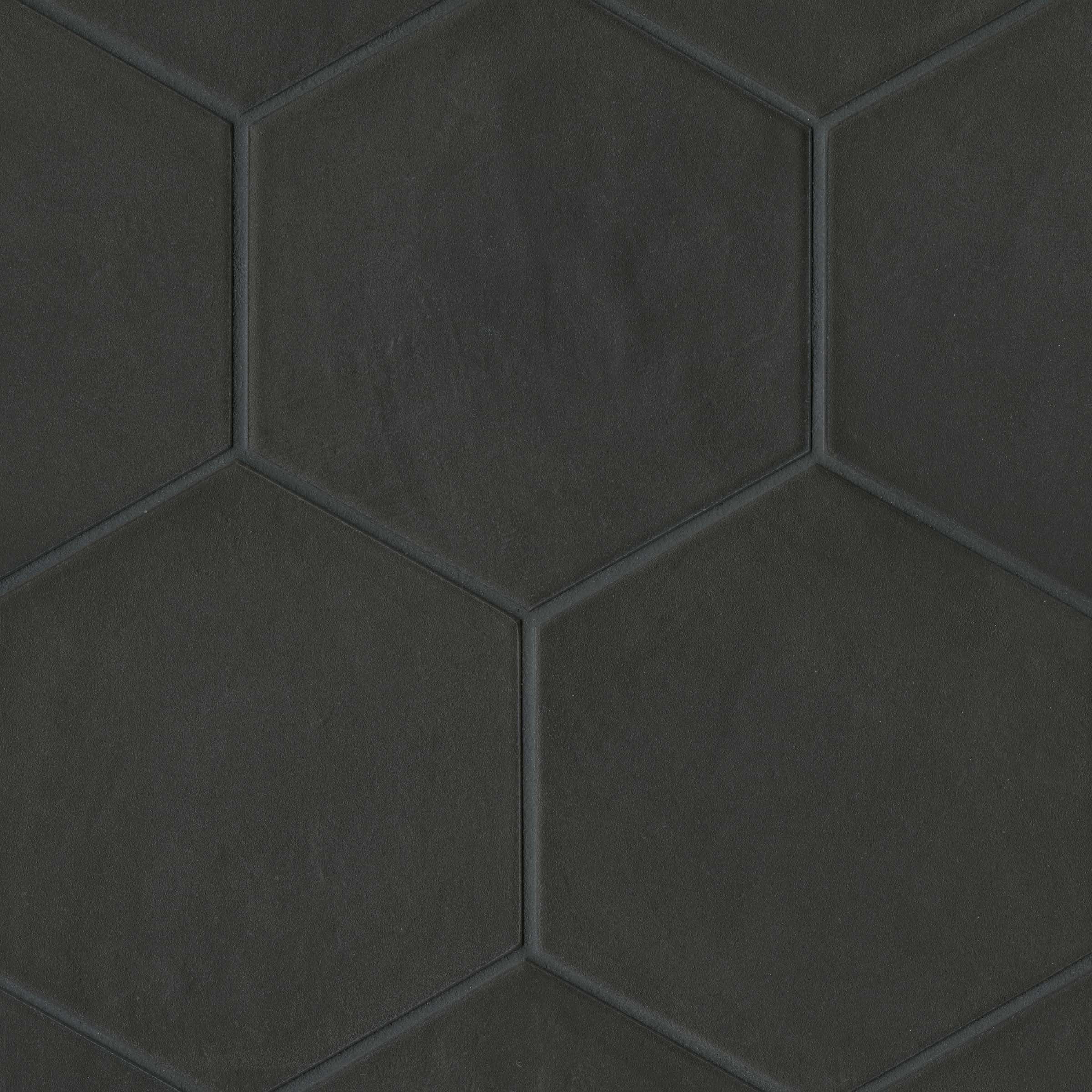 Allora Hexagon Matte Black Porcelain Tile 8.5" x 10"