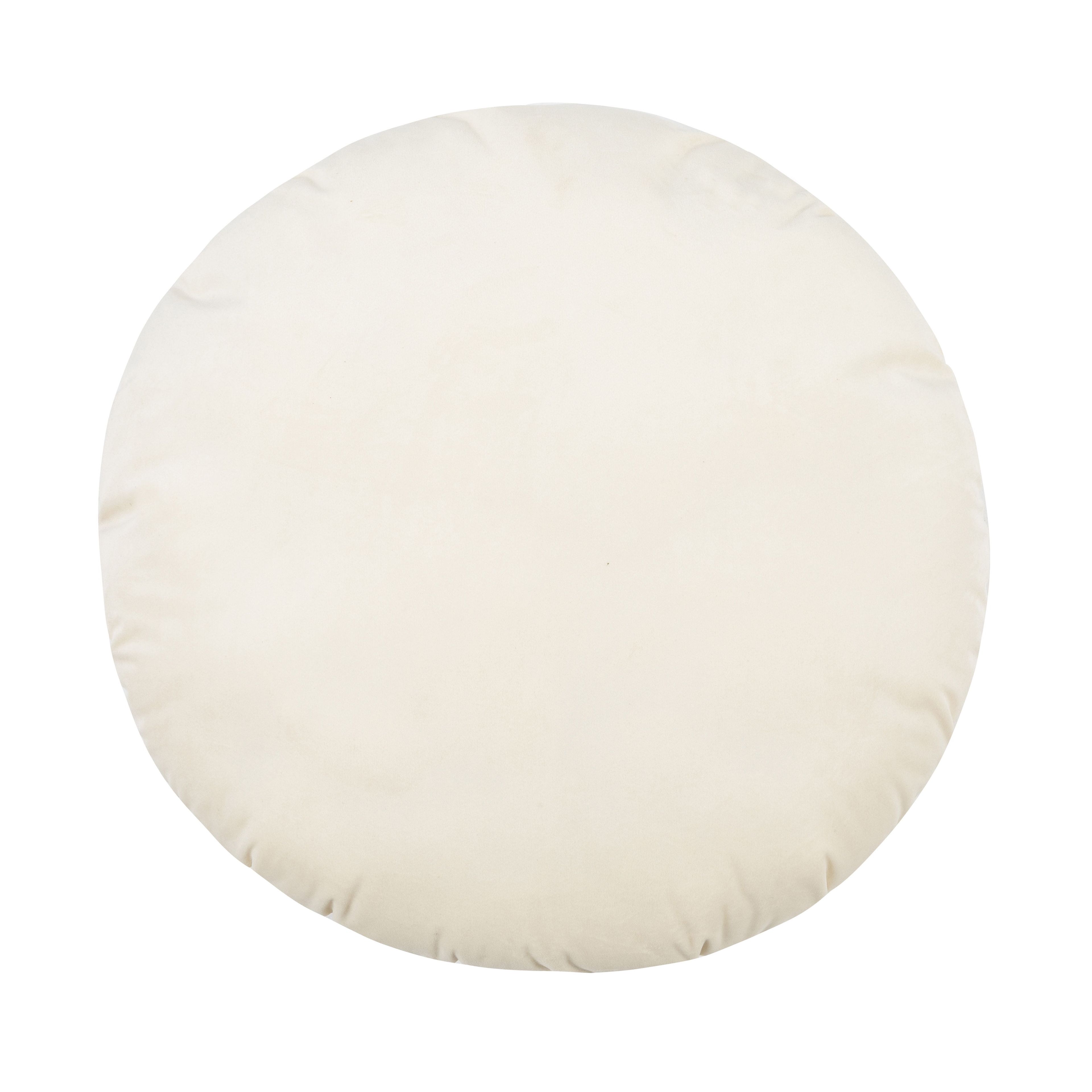 Contemporary 20" Cream Velvet Round Plush Pillow