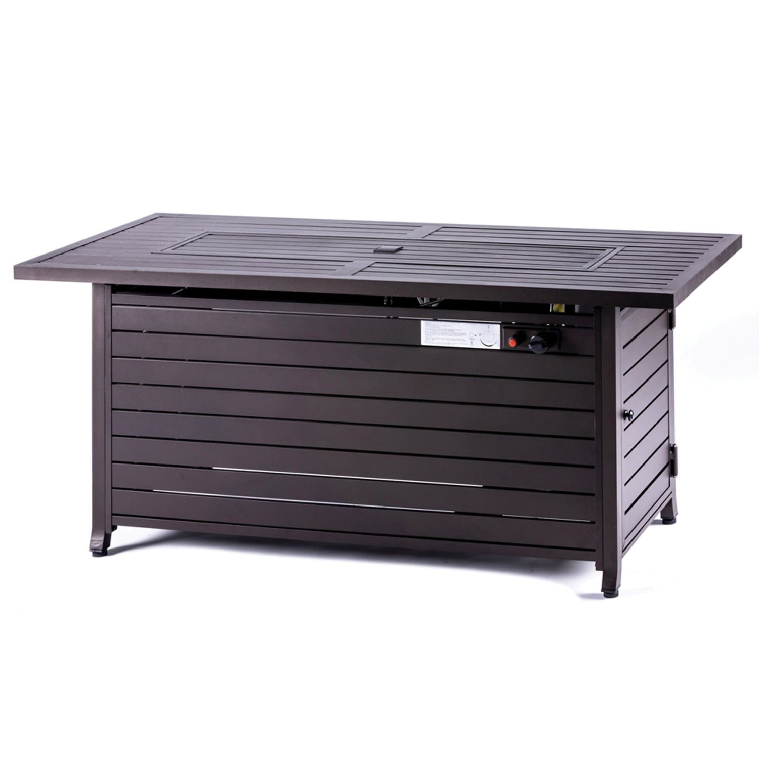 Mocha 57'' Rectangular Gas Fire Pit Table with Lid