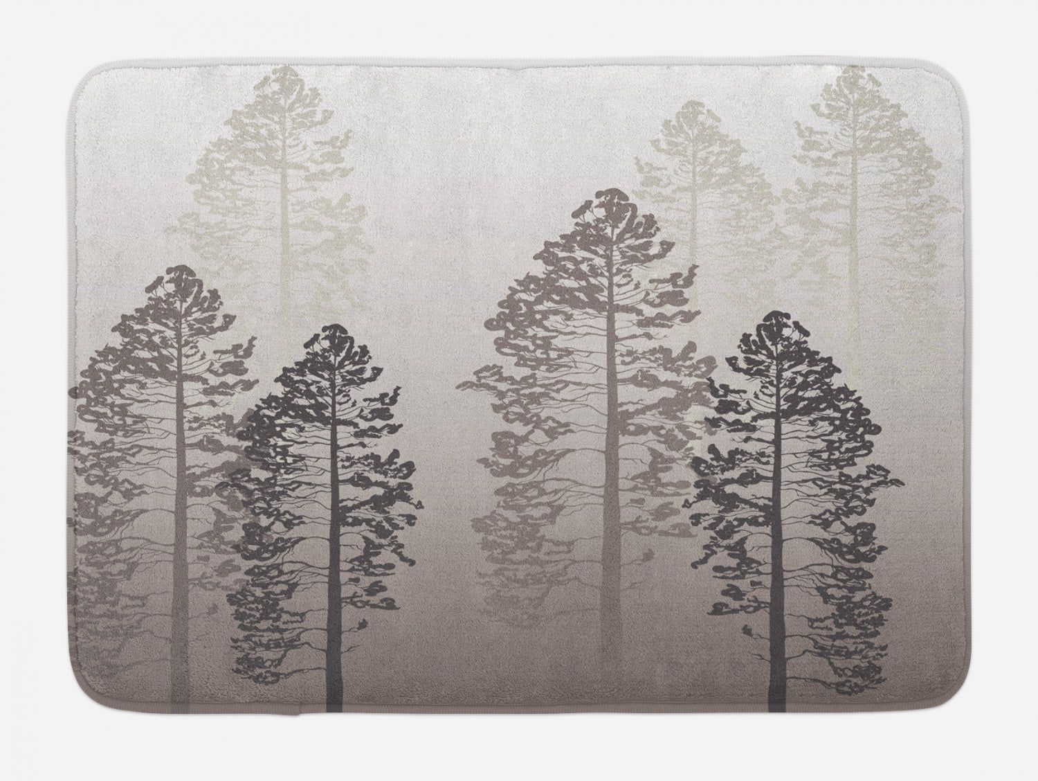 Taupe Pine Trees Forest Ombre Plush Bath Mat