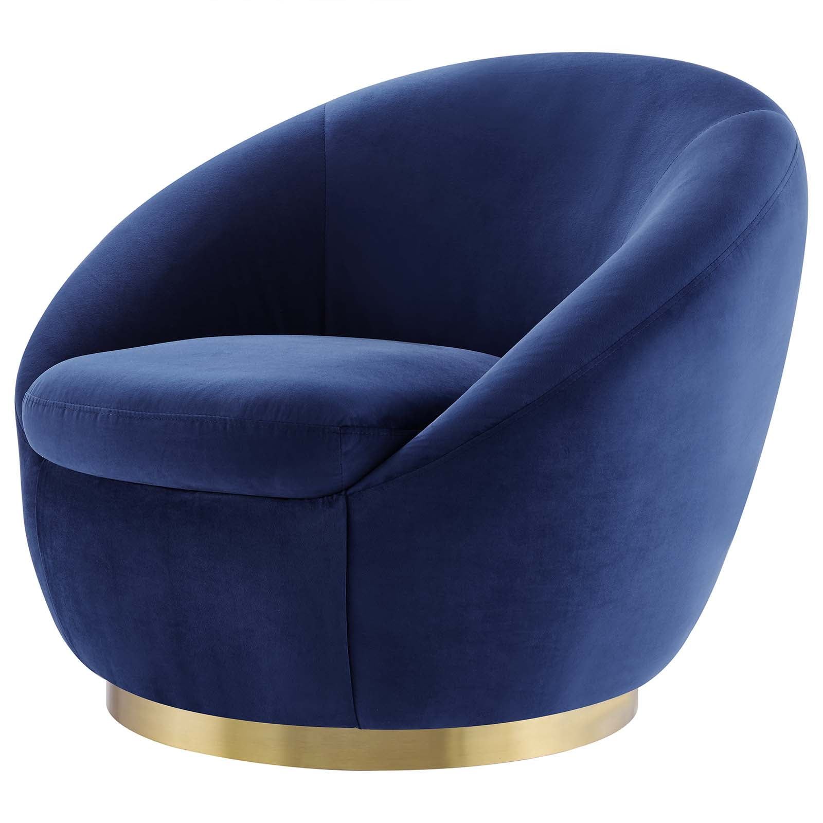 Buttercup Gold Navy Velvet Swivel Accent Chair