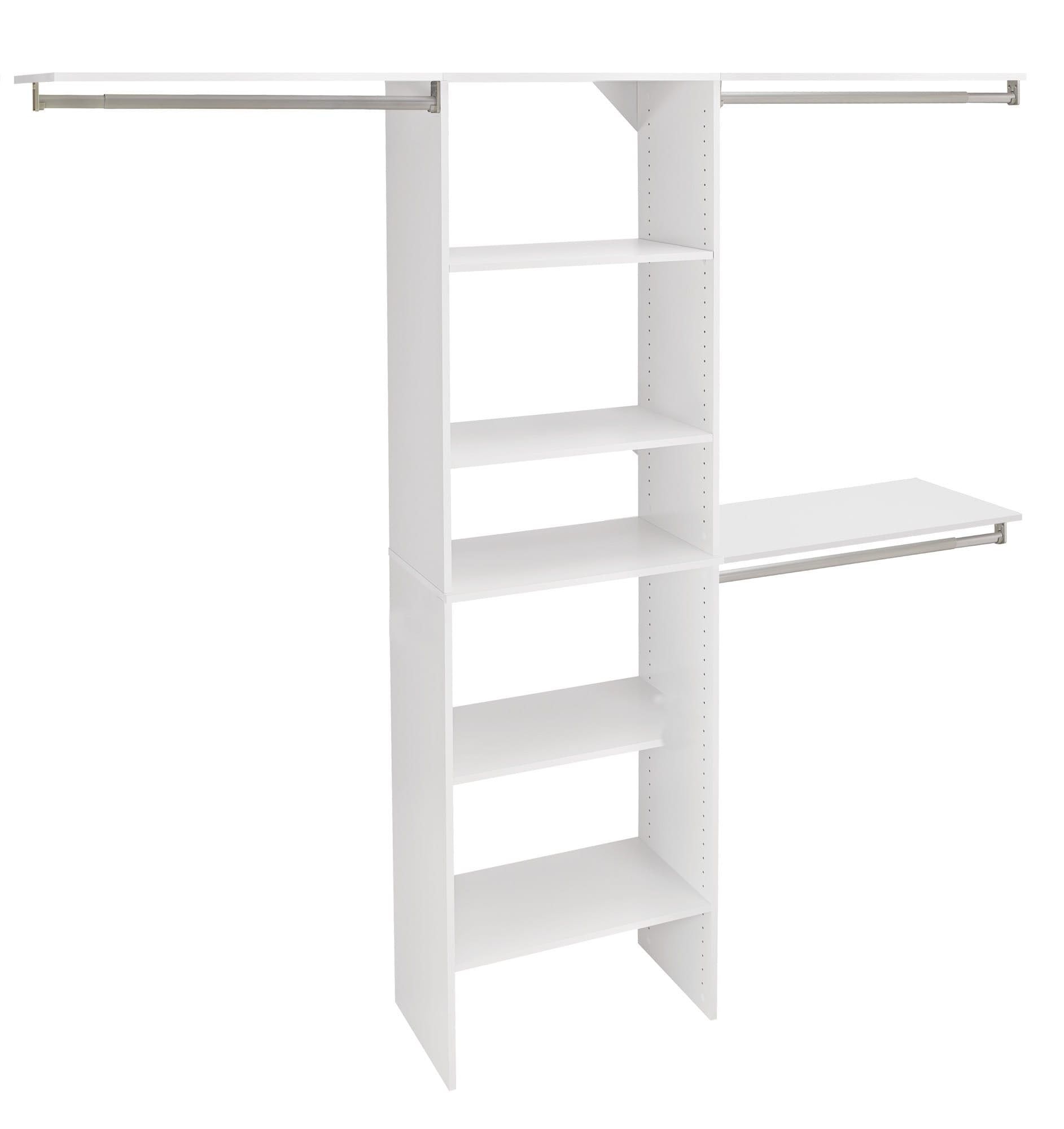 Pure White Freestanding Closet Organizer with Shelves and Rods