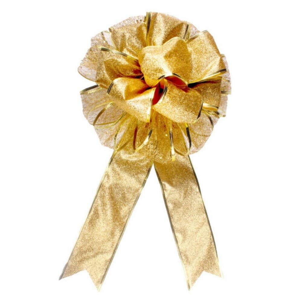 Gold Polyester Christmas Tree Topper Bow with Long Tails