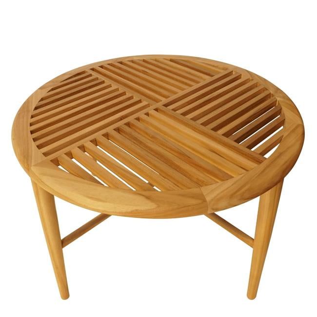 Teak Round Outdoor Coffee Table with Storage