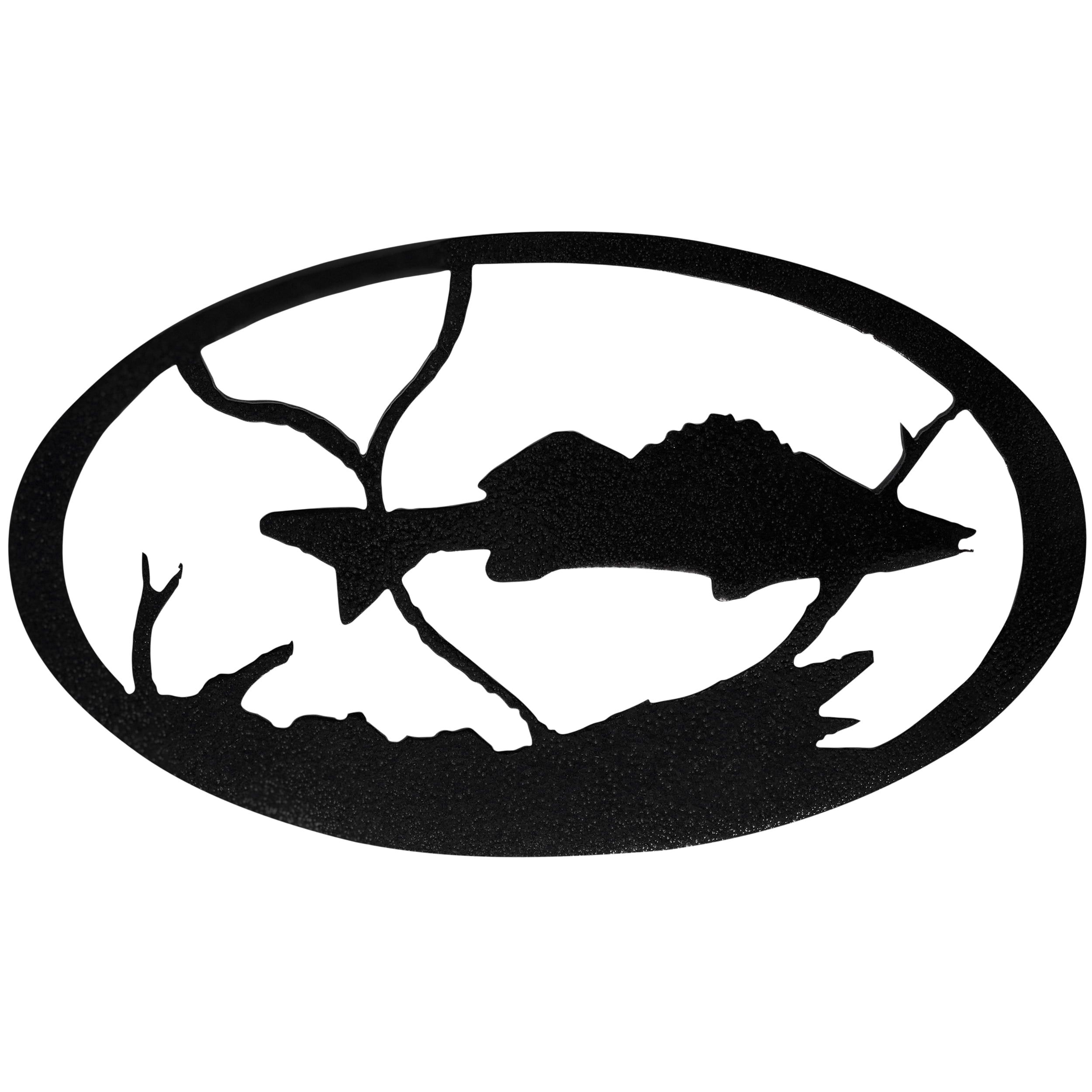 Rustic Black Metal Fish Oval Wall Art